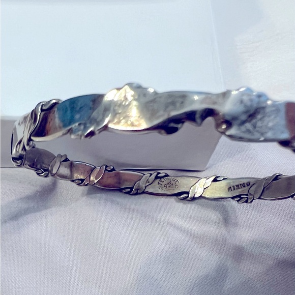 SOLD:Vintage MexicanWeave Round 1/4”W,2.75”D SS Bangle,STAMPED 925Mexico - Picture 2 of 4